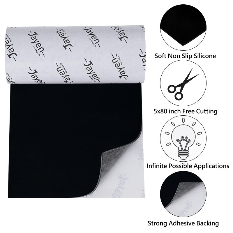 Jayen Non Slip Self Adhesive Silicone Cuttable Furniture Pads - 5x80 inch Anti-Sliding Rubber Floor Protectors for Any Furniture and Appliances - Image 2